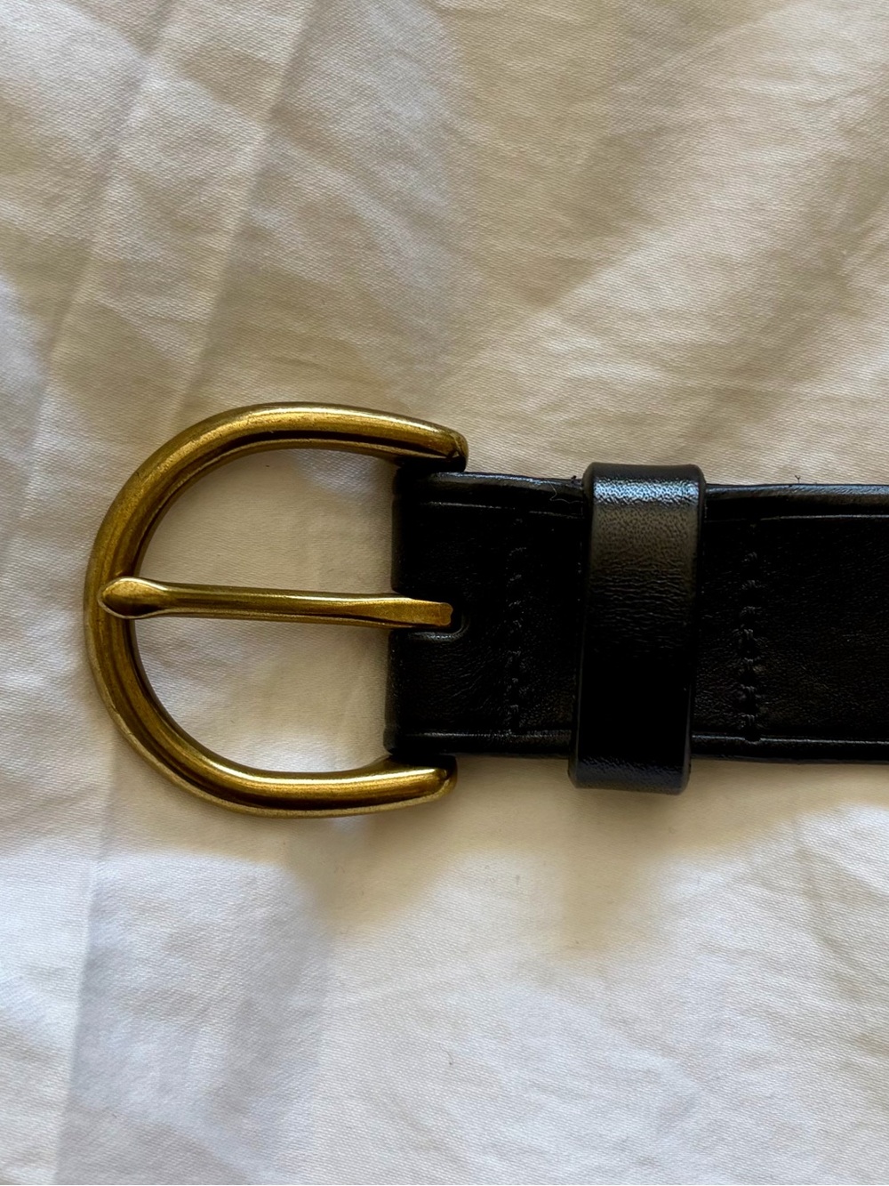 Madewell Medium Perfect Leather Belt Black & Gold/Brass